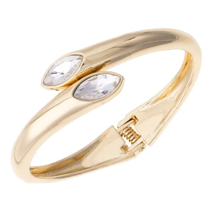 Canvas Oliver Marquise Bezel Bangle in Shiny Gold