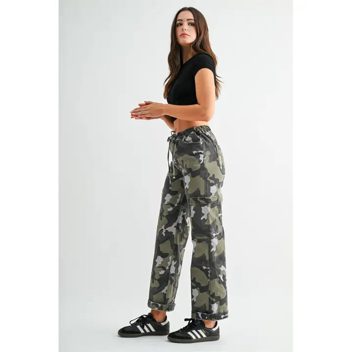 Camouflage High-Rise Jogger Ankle Wide