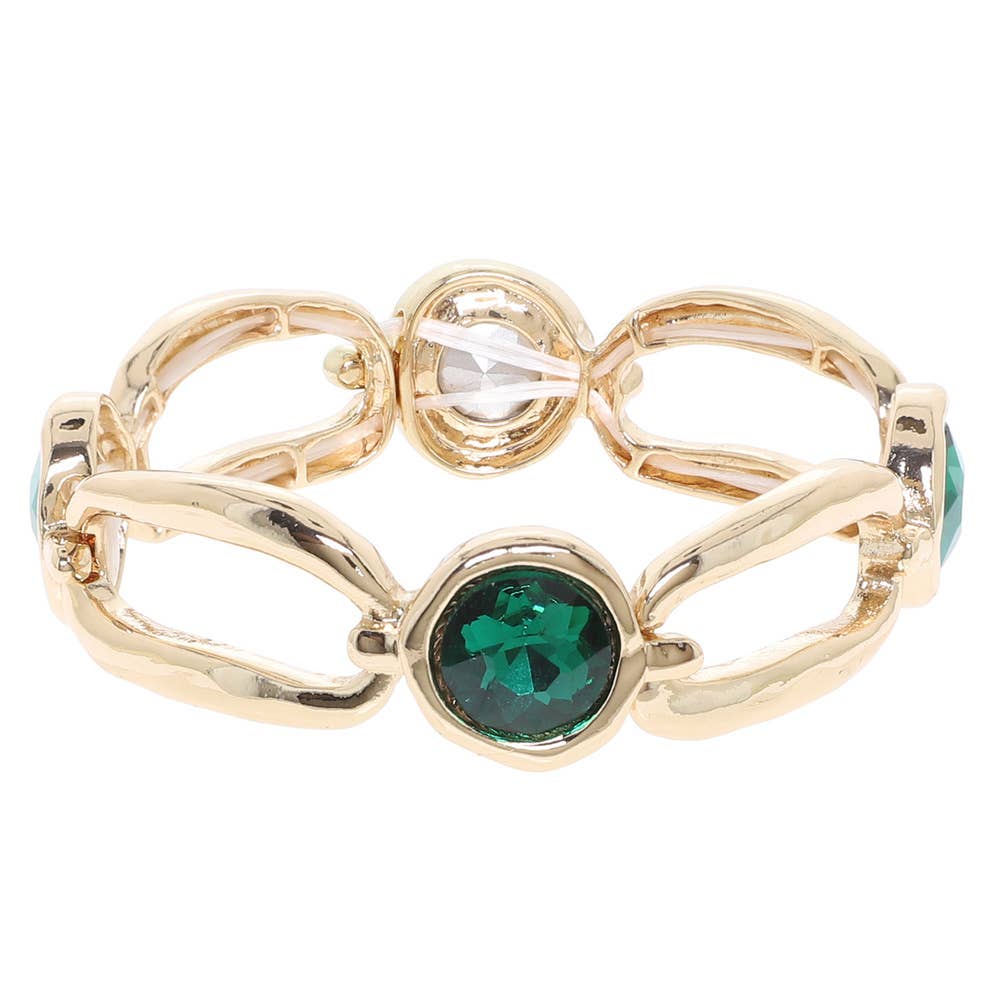 Open Link Round Center Stretch Bracelet