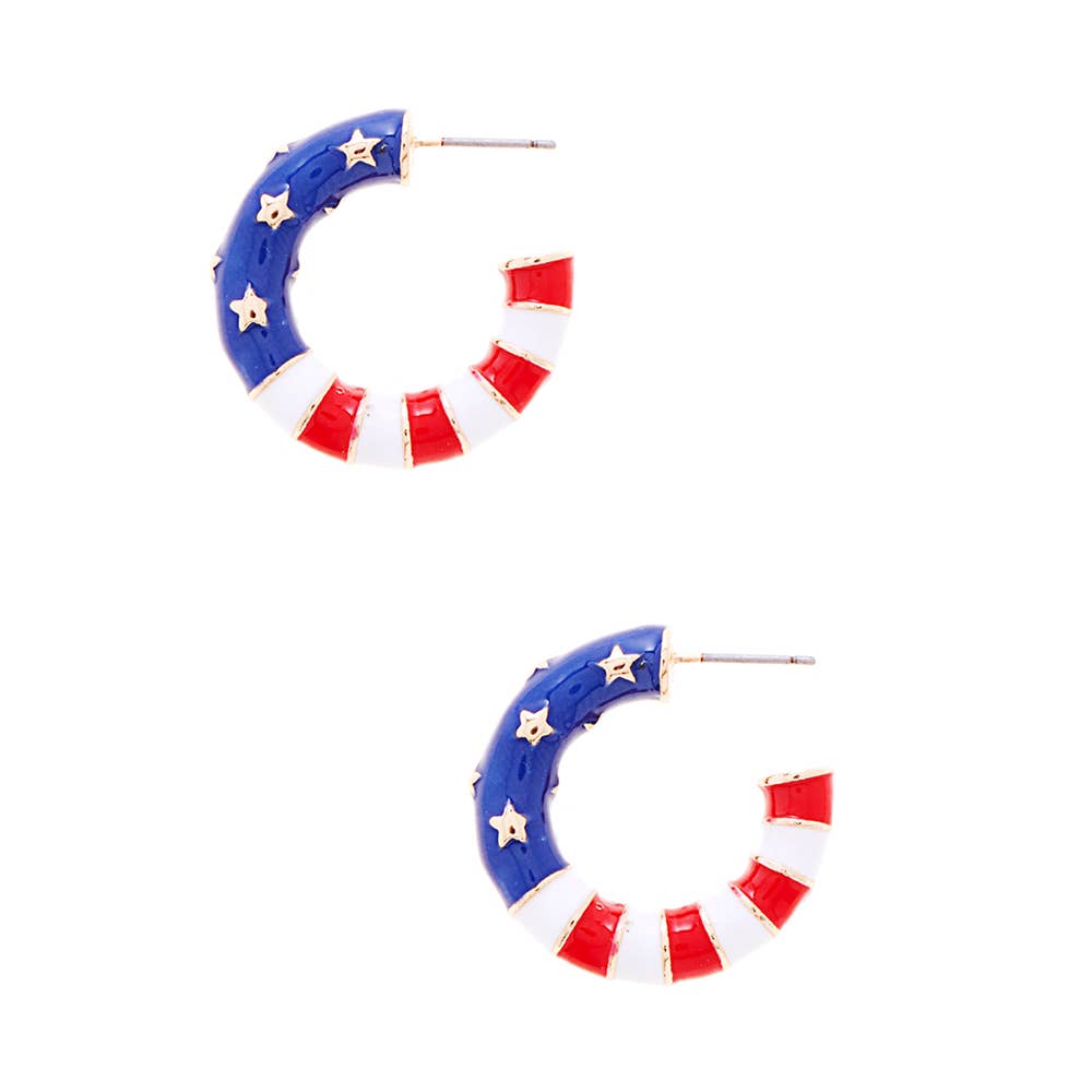 American Flag Hoop Earrings