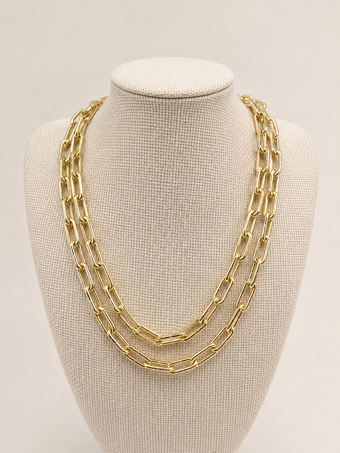 Gold Double Paper Clip Necklace