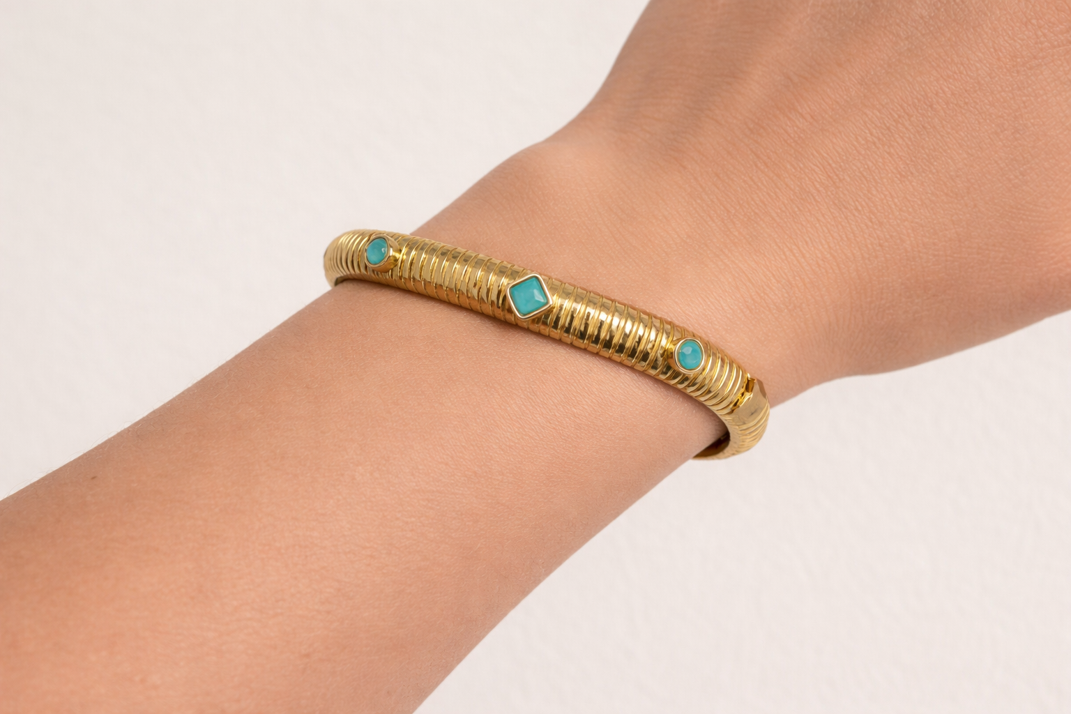 Gold Stone Cuff Bracelet