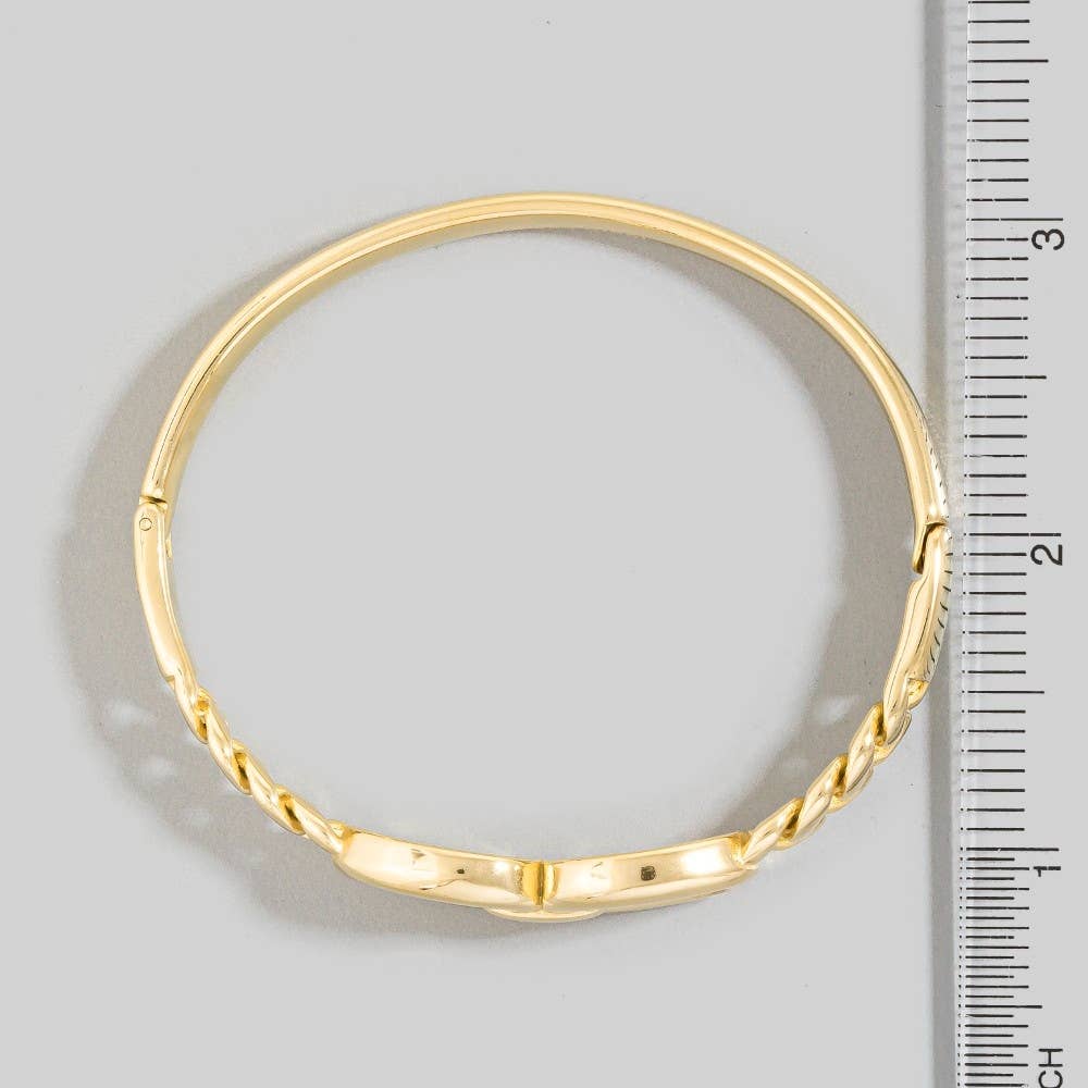 Stainless Steel Solid Curb Chain Hinge Bangle Bracelet
