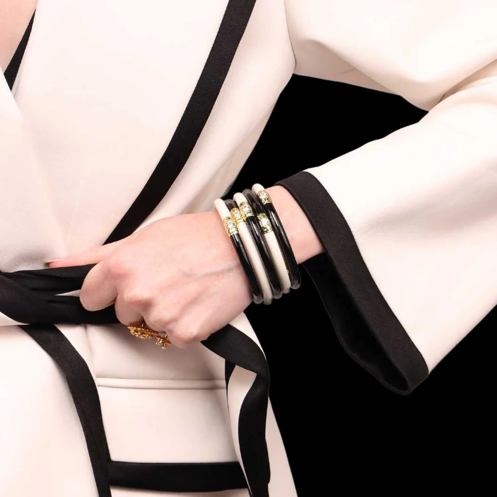 Budha Girl Black/Ivory Yin & Yang All Weather Bangles® (AWB®)
