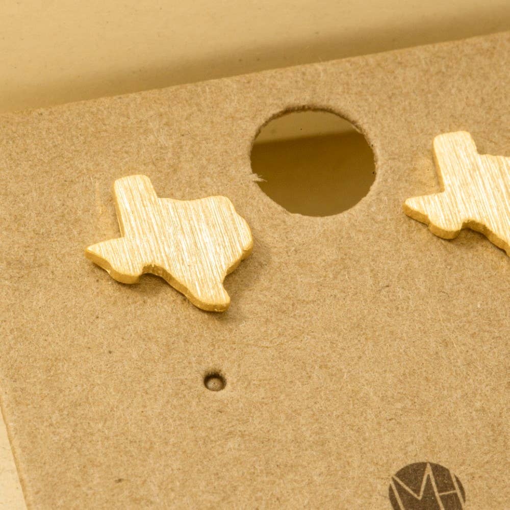 Gold Dipped Brushed Texas Stud Earrings