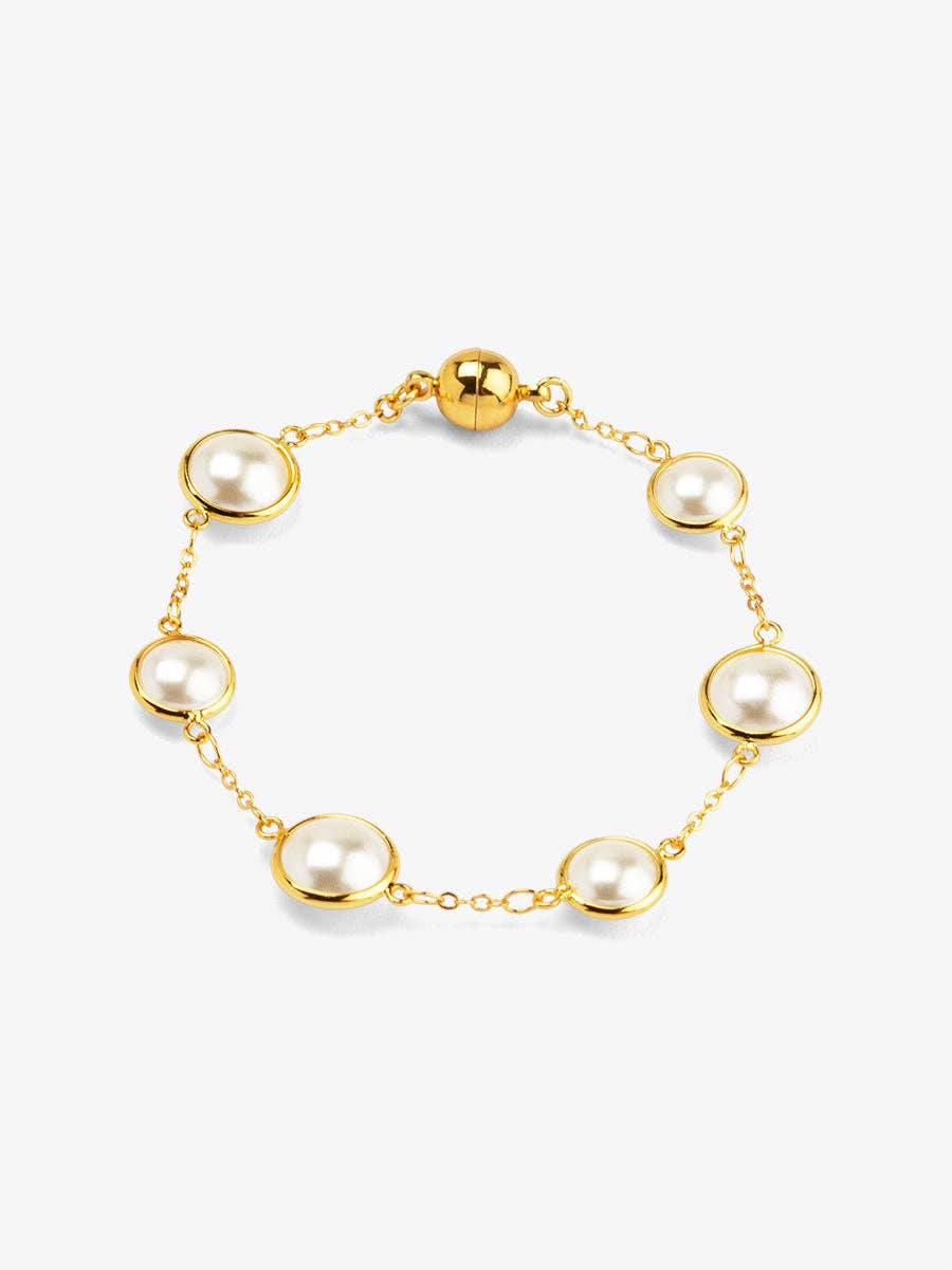 Half Pearl and Chain Magnet Bracelet