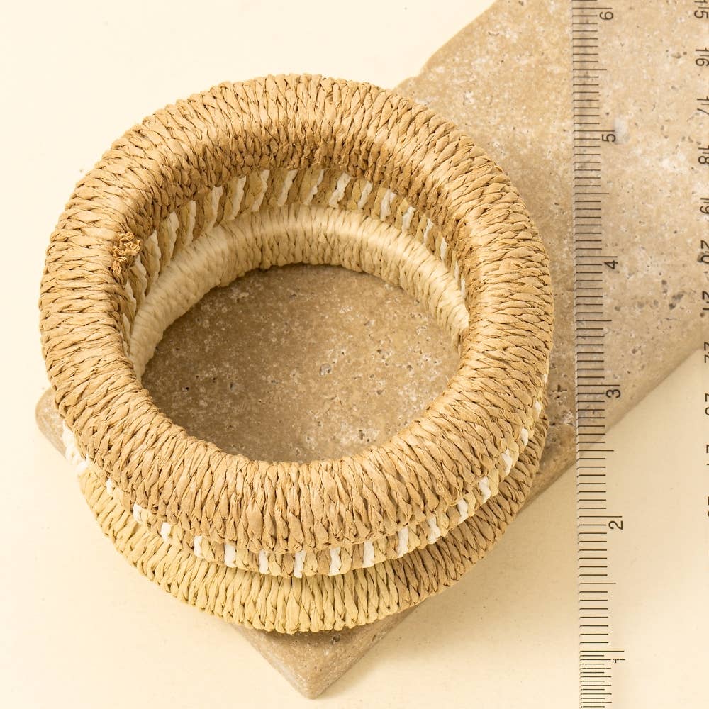 Mixed Straw Weave Bangle Bracelets