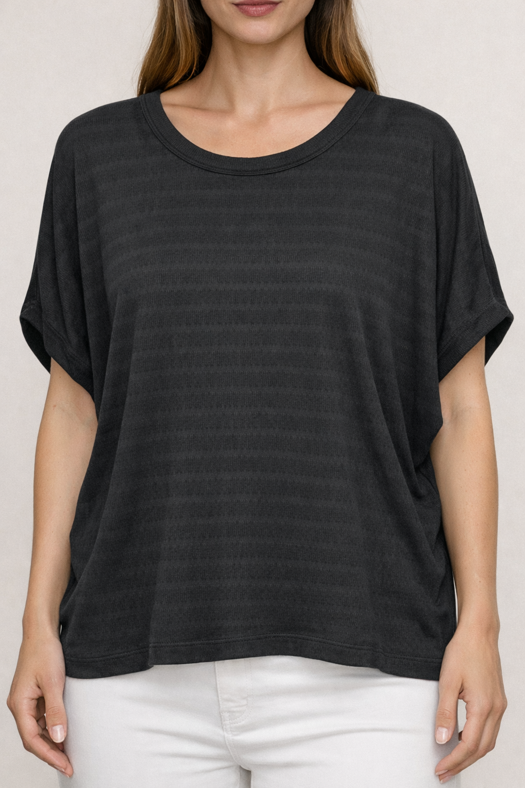 Textured Loose Fit Top - Black