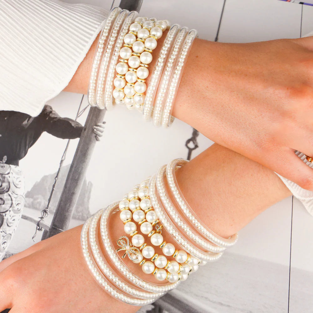 Budha Girl Three Queens All Weather Bangles® (AWB®) - White Pearl