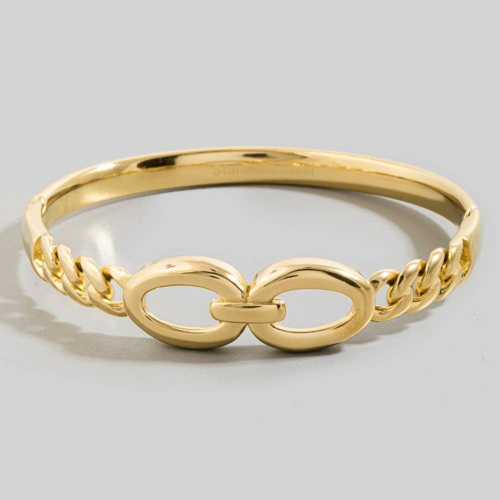 Stainless Steel Solid Curb Chain Hinge Bangle Bracelet