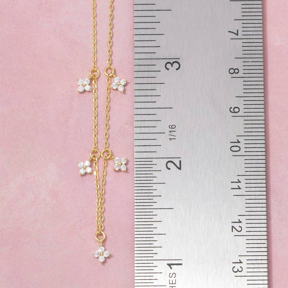 Pave Clover Charms Chain Necklace