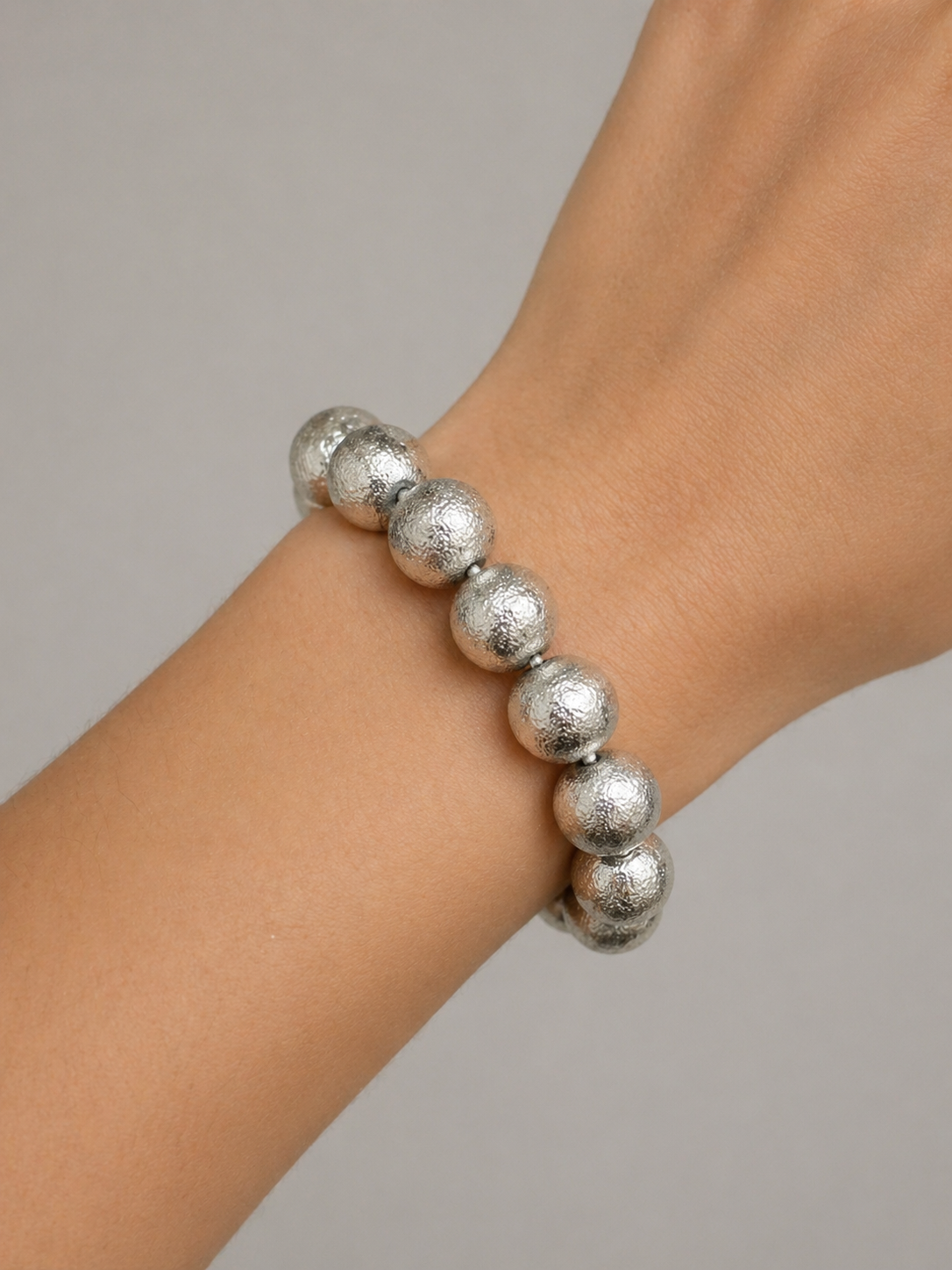 Silver Bead Stretch Bracelet