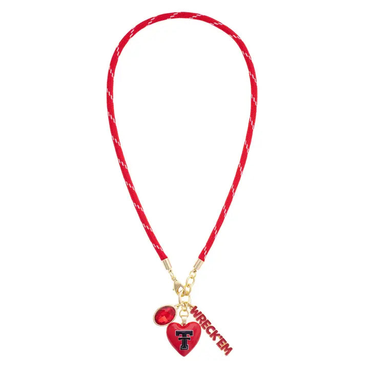 Canvas Texas Tech Red Raiders Logo Heart Paracord Necklace