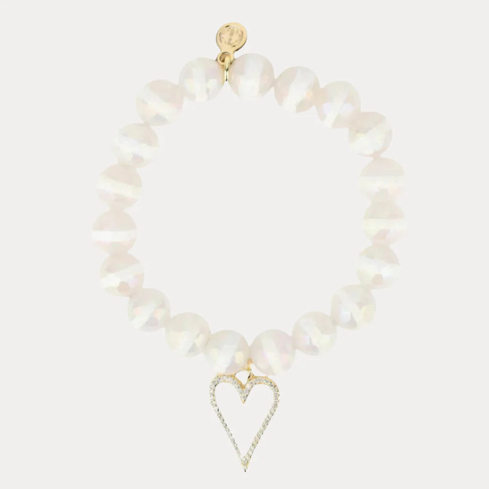 White Capiz Heart Bead Bracelet — Accents Boutique, Marble Falls TX