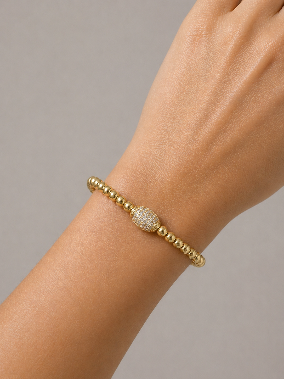 Various Gold Beaded Stretch Bracelet