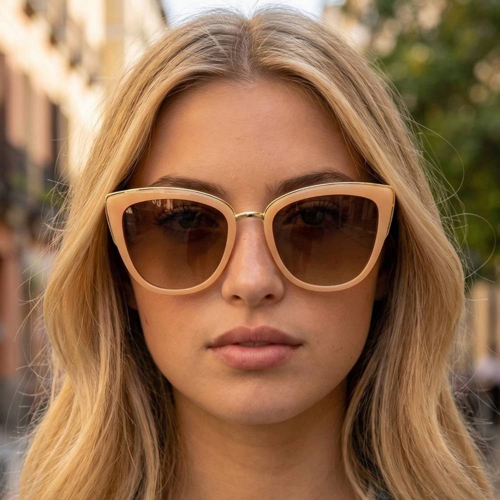 Metallic Accent Cat Eye Sunglasses Set