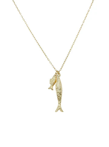 Gold Fish Charm Necklace