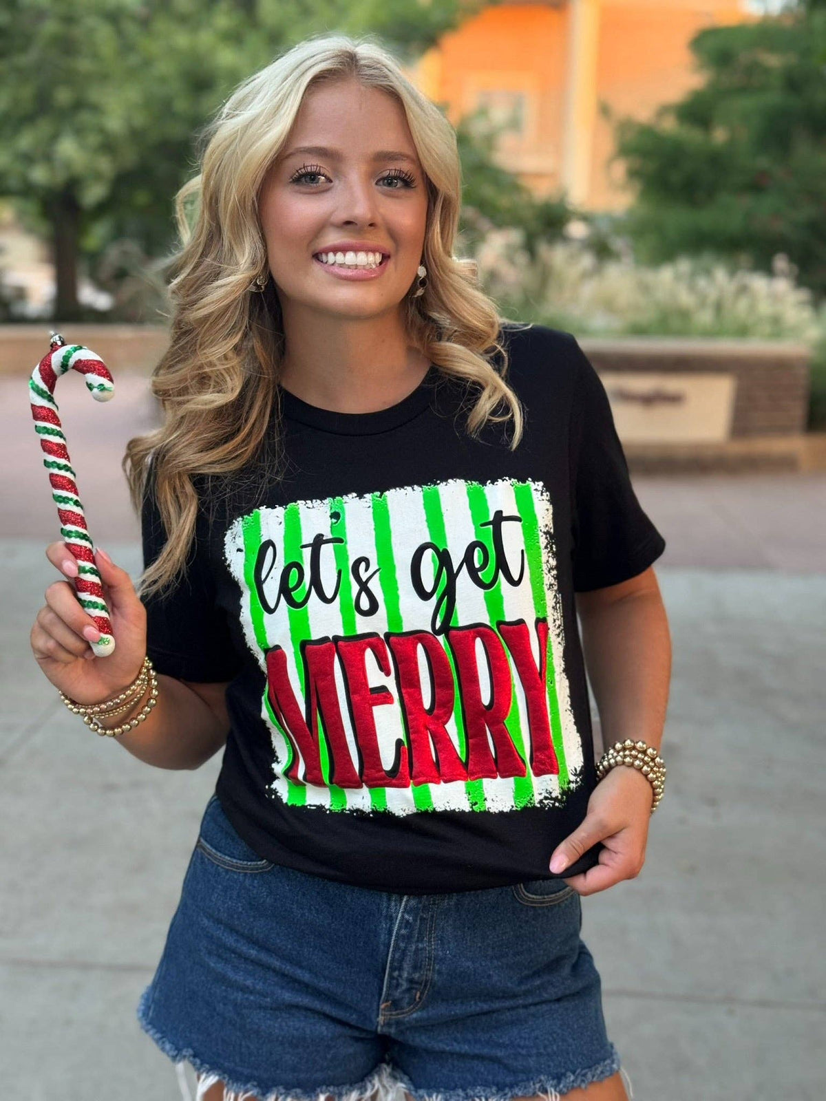 Black Let's Get Merry Tee