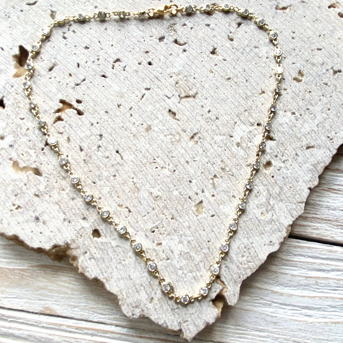 Gold Crystal Layering Necklace