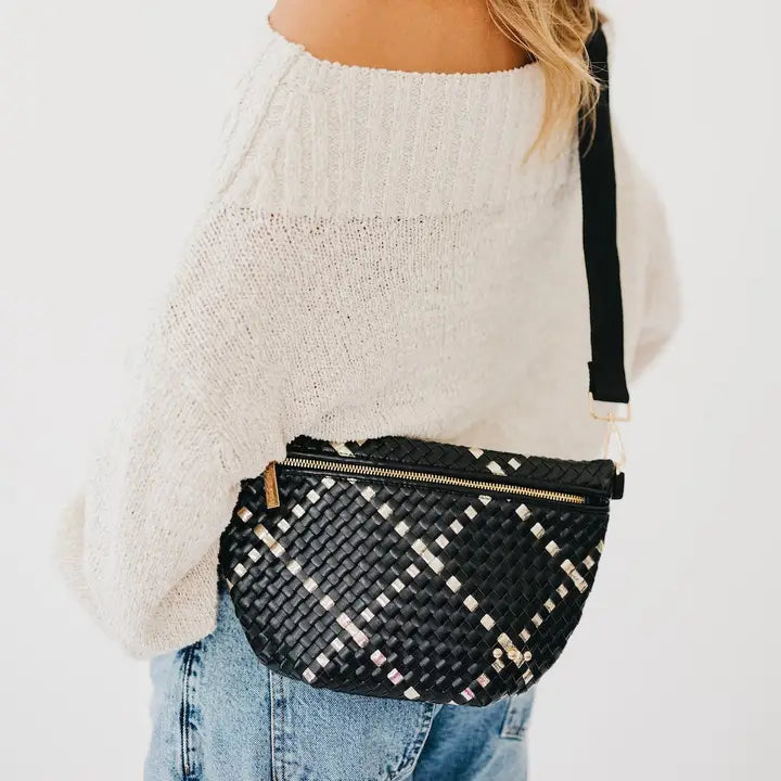 Westlyn Woven Bum Bag - Gold Metallic Diamond Black