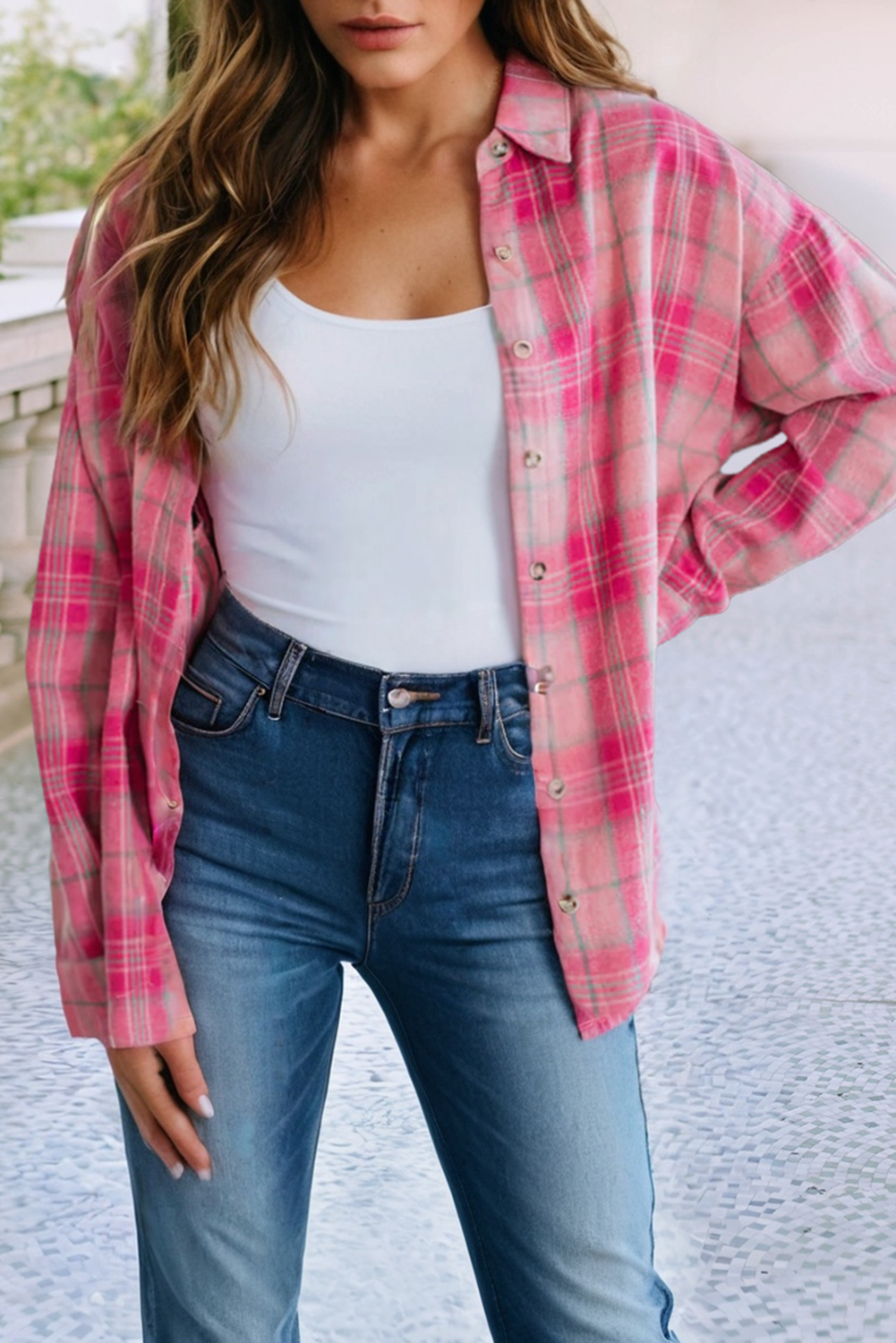 Pink Plaid Shift Shirtcolla Shirt