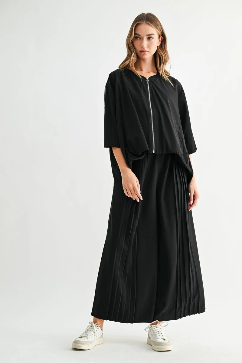 Flowy Wide-Leg Pants & Parachute Jacket