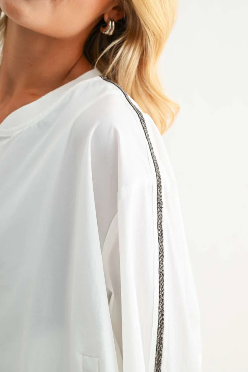 White Flowy Wide-Leg Pants & Parachute Jacket