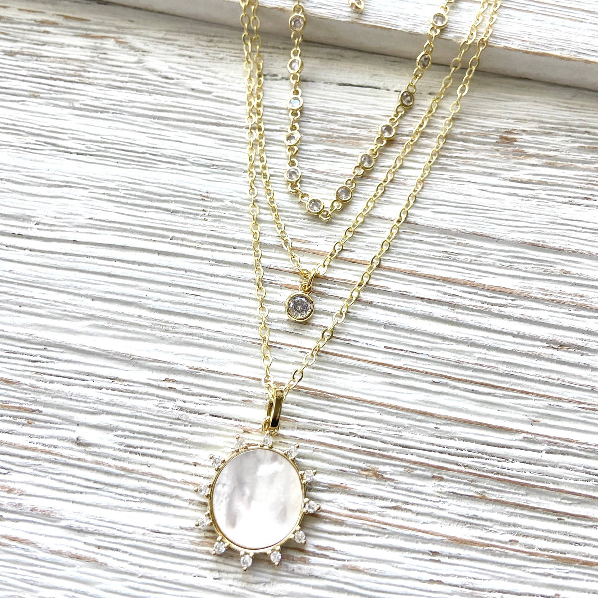 Crystal Clear Gold Layering Necklace