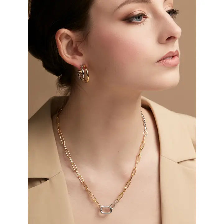 Two Tone Small Double Hoop Earring