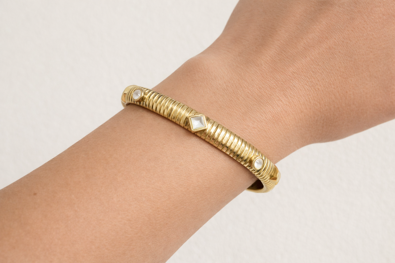 Gold Stone Cuff Bracelet