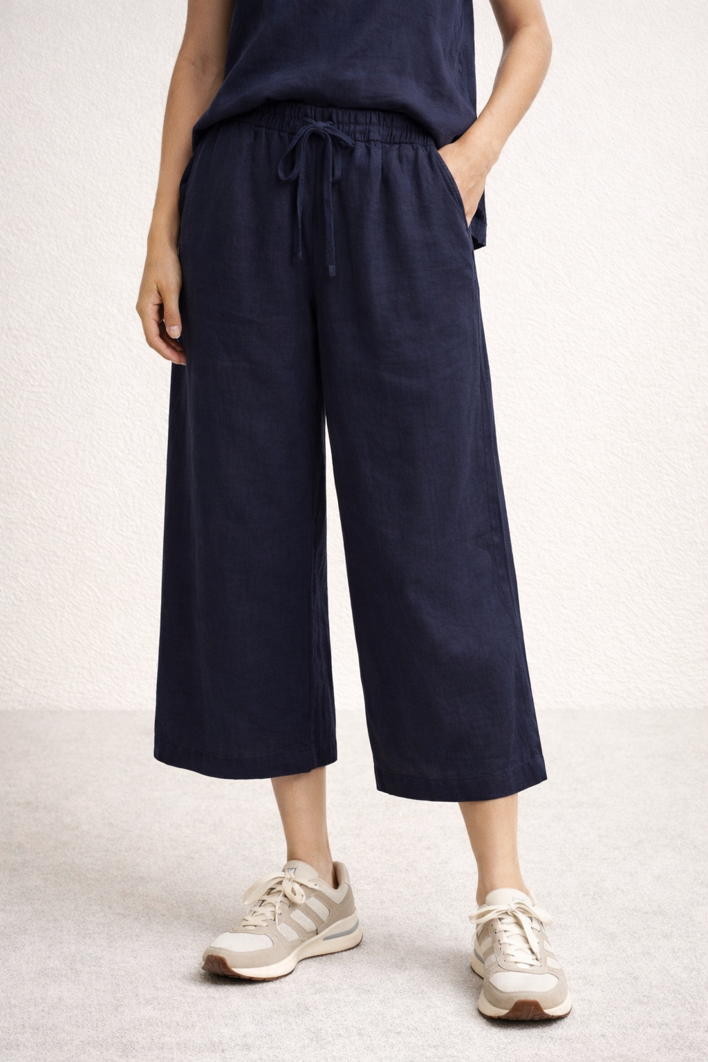 Linen Side Slit Drawstring Pant Set