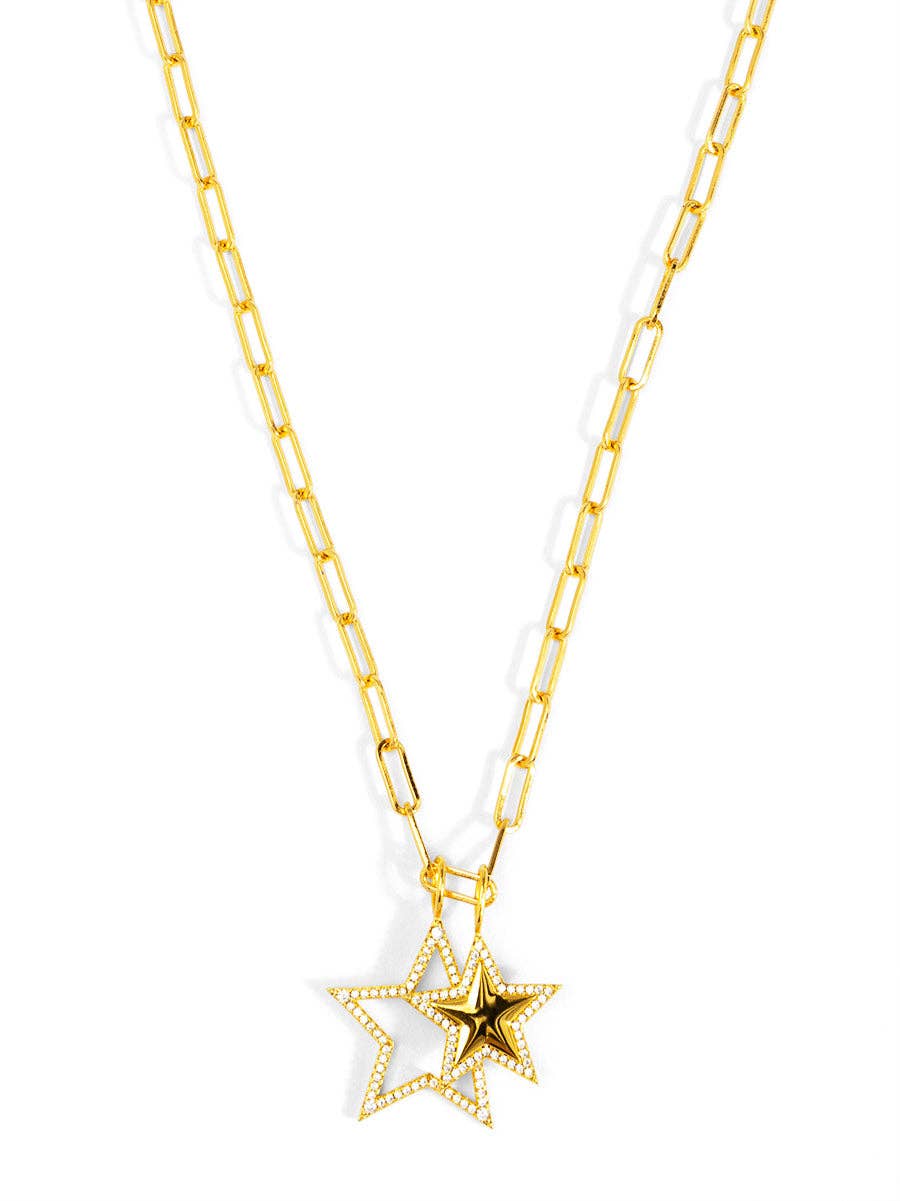 Layered Pavé Star Pendant Necklace