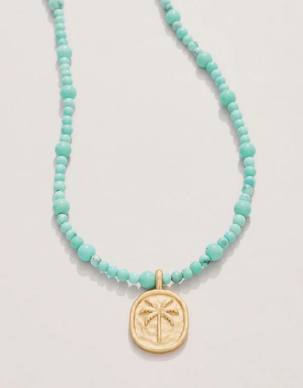 Spartina Harmony Beaded Necklace 17" Turquoise/Palm Tree