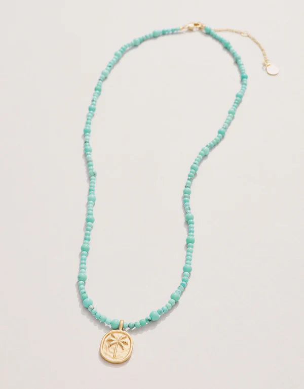 Spartina Harmony Beaded Necklace 17" Turquoise/Palm Tree