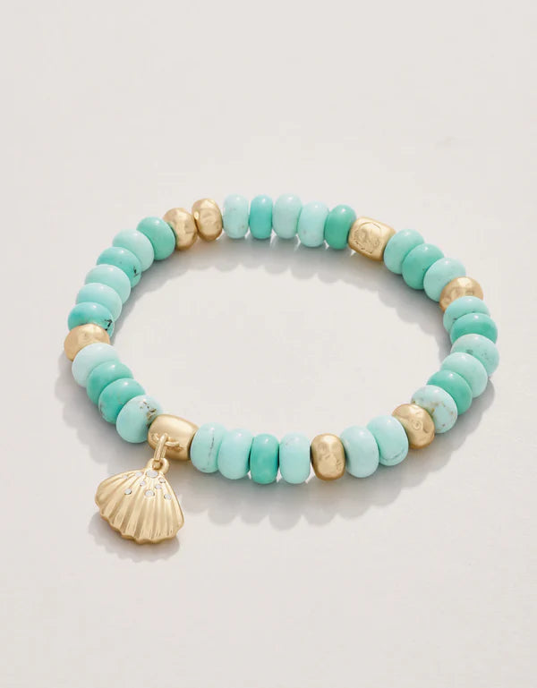 Spartina Charmed Stretch Bracelet 8mm Turquoise/Shell