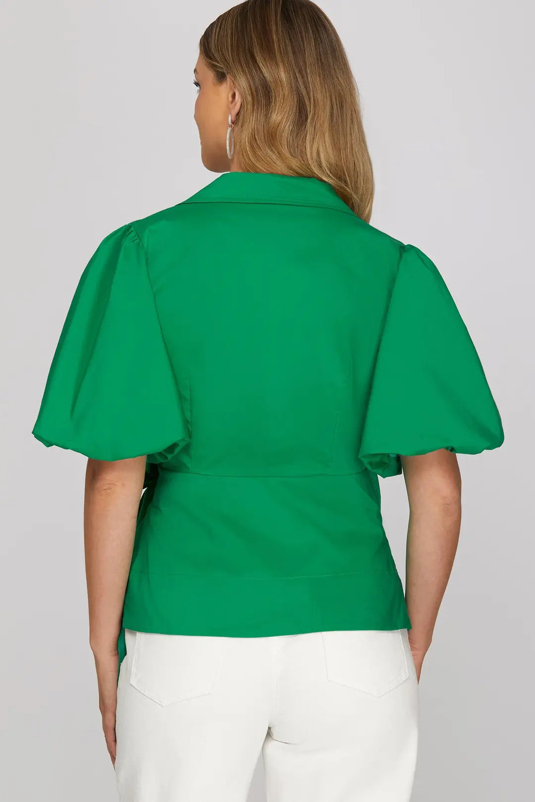 Puff Sleeve Wrap Tie Top