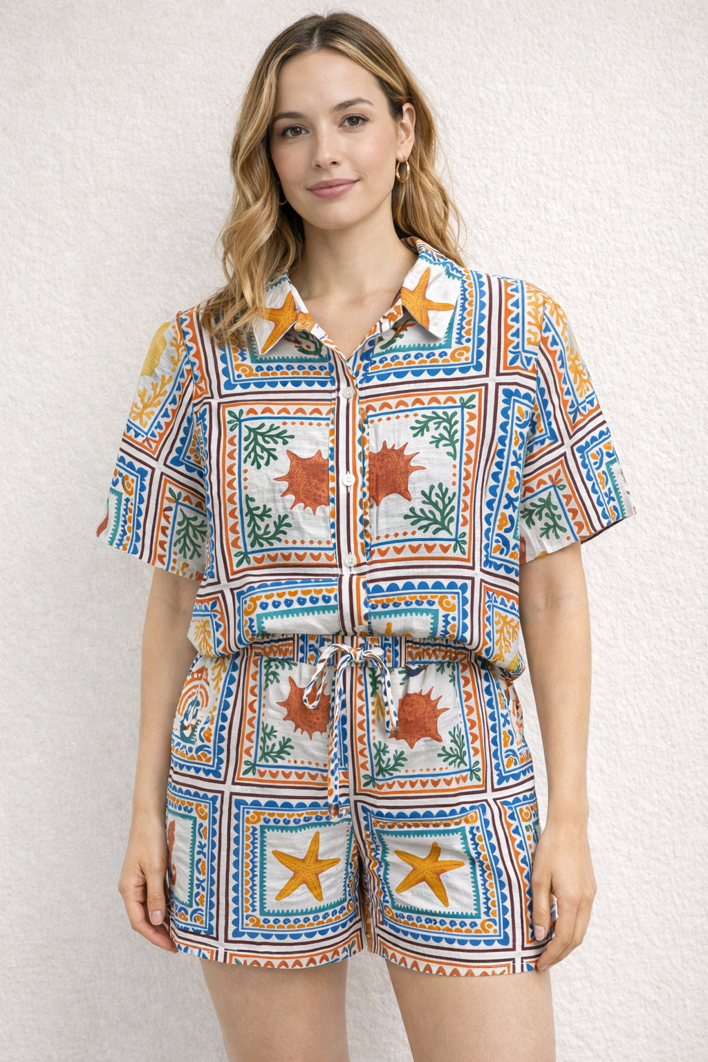 Seaside Mosaic Print Short Set