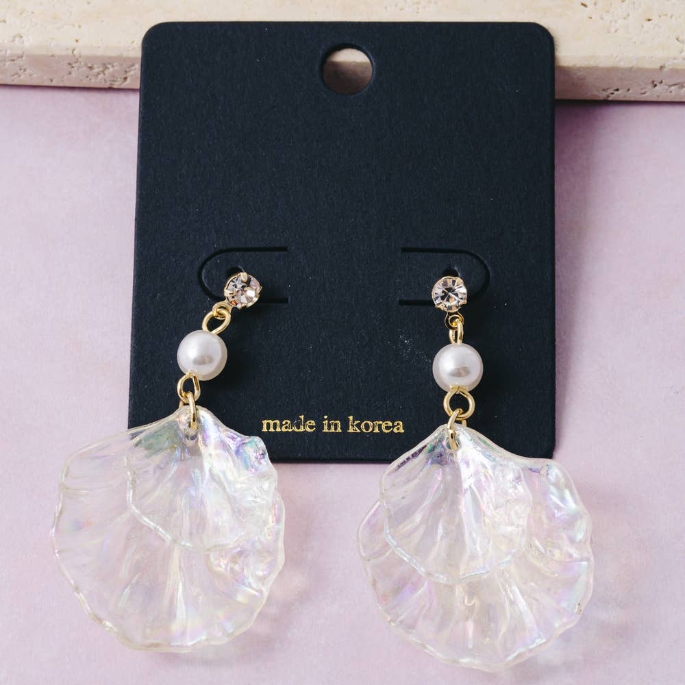 Natural Shell Layered Fan Drop Earrings