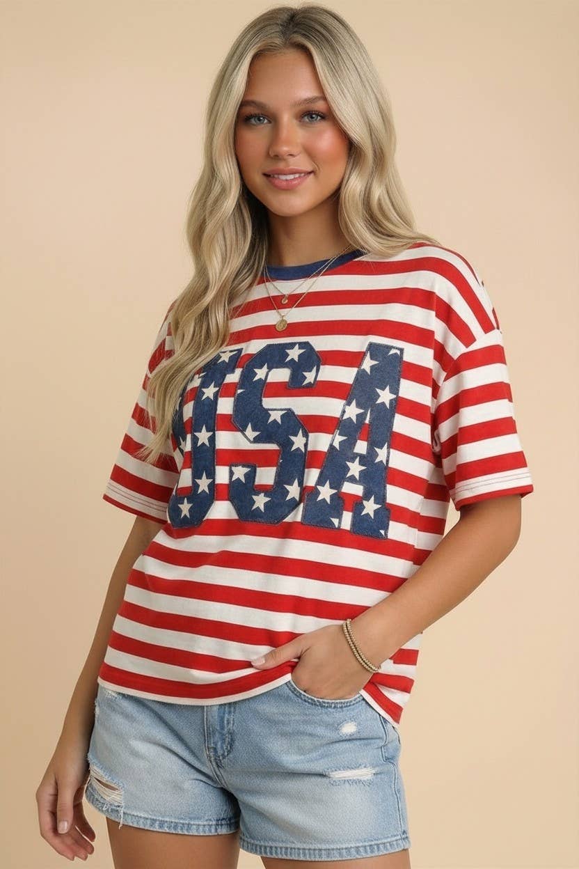 USA Oversized Striped Tee