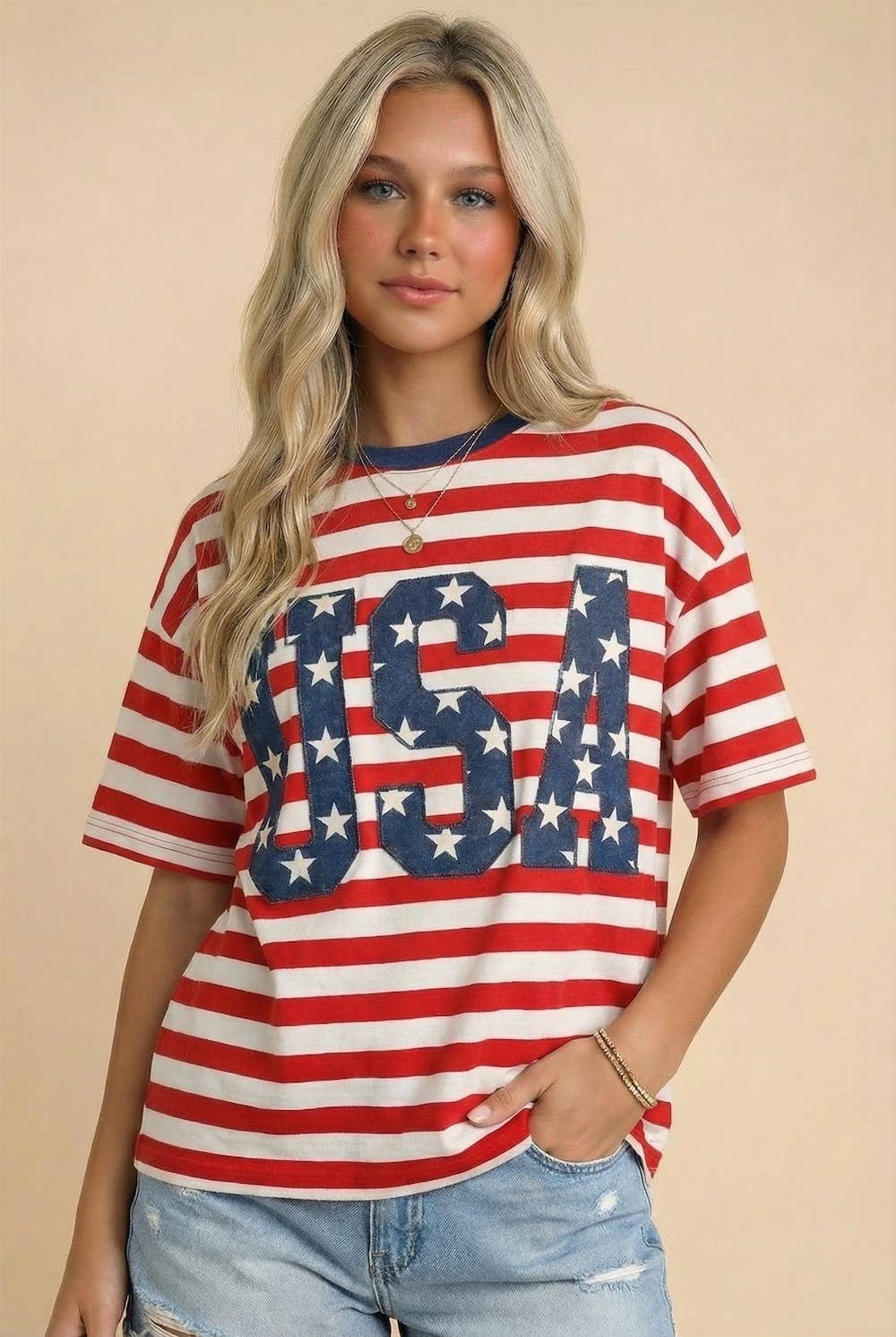 USA Oversized Striped Tee