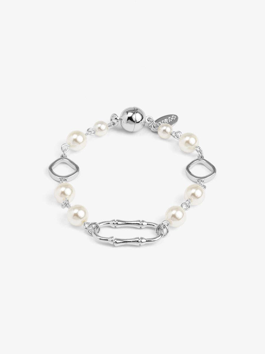Bamboo Link Pearl Magnet Bracelet
