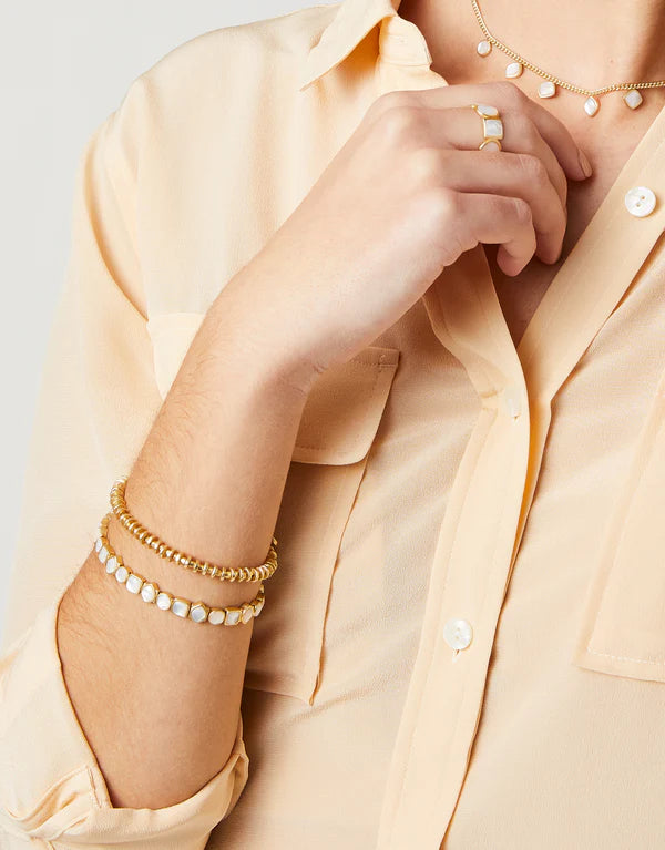 Spartina 5mm Stretch Bracelet Gold Disk