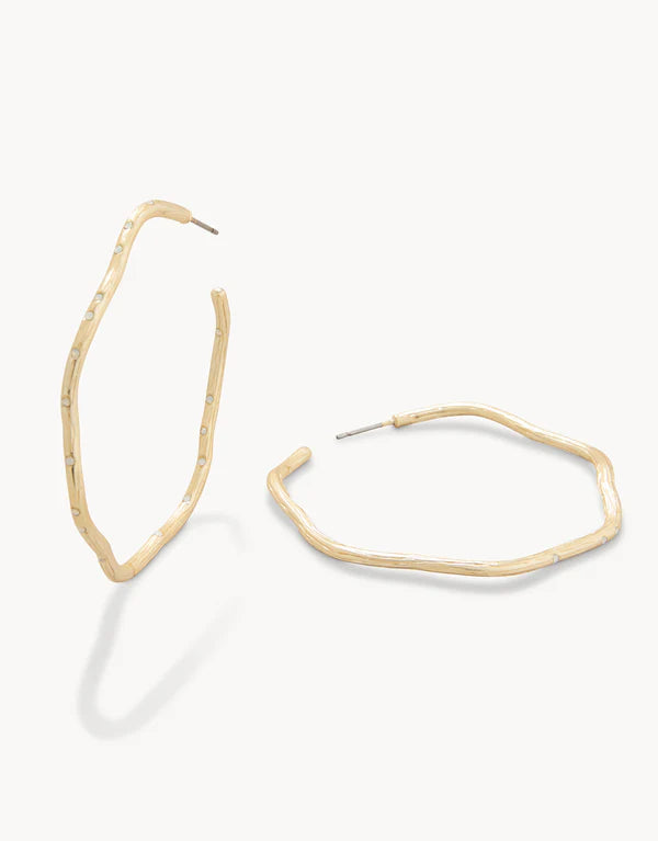 Spartina Sand Bar Wave Hoop Earrings 50mm White Opal