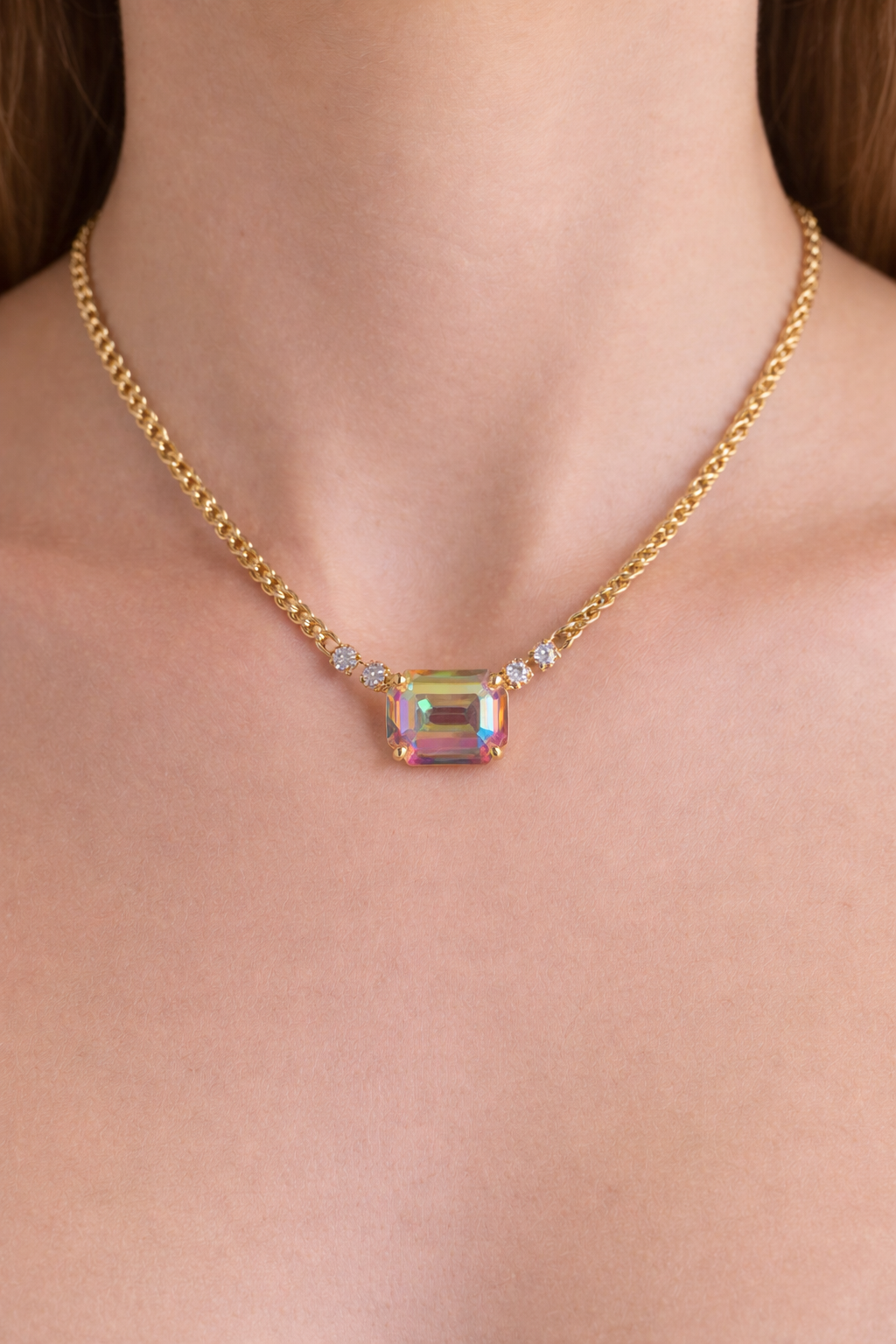 Sorrelli Kathleen Studded Pendant Necklaces- Aurora Borealis