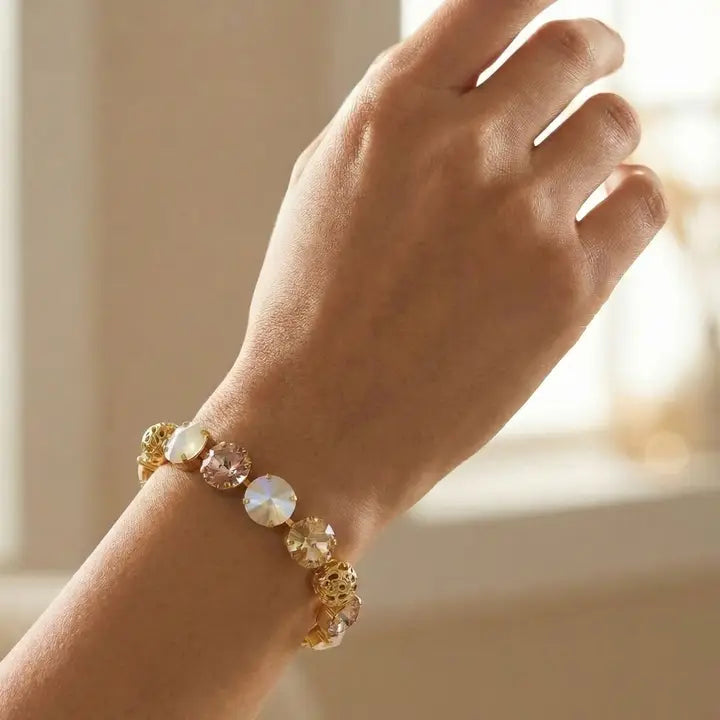 Sorrelli Clementine Warm Blush Crystal Tennis Bracelet - Golden Goddess