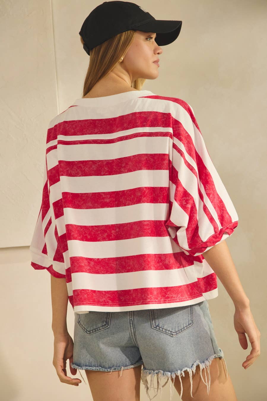Stripe-patterned Oversized Top