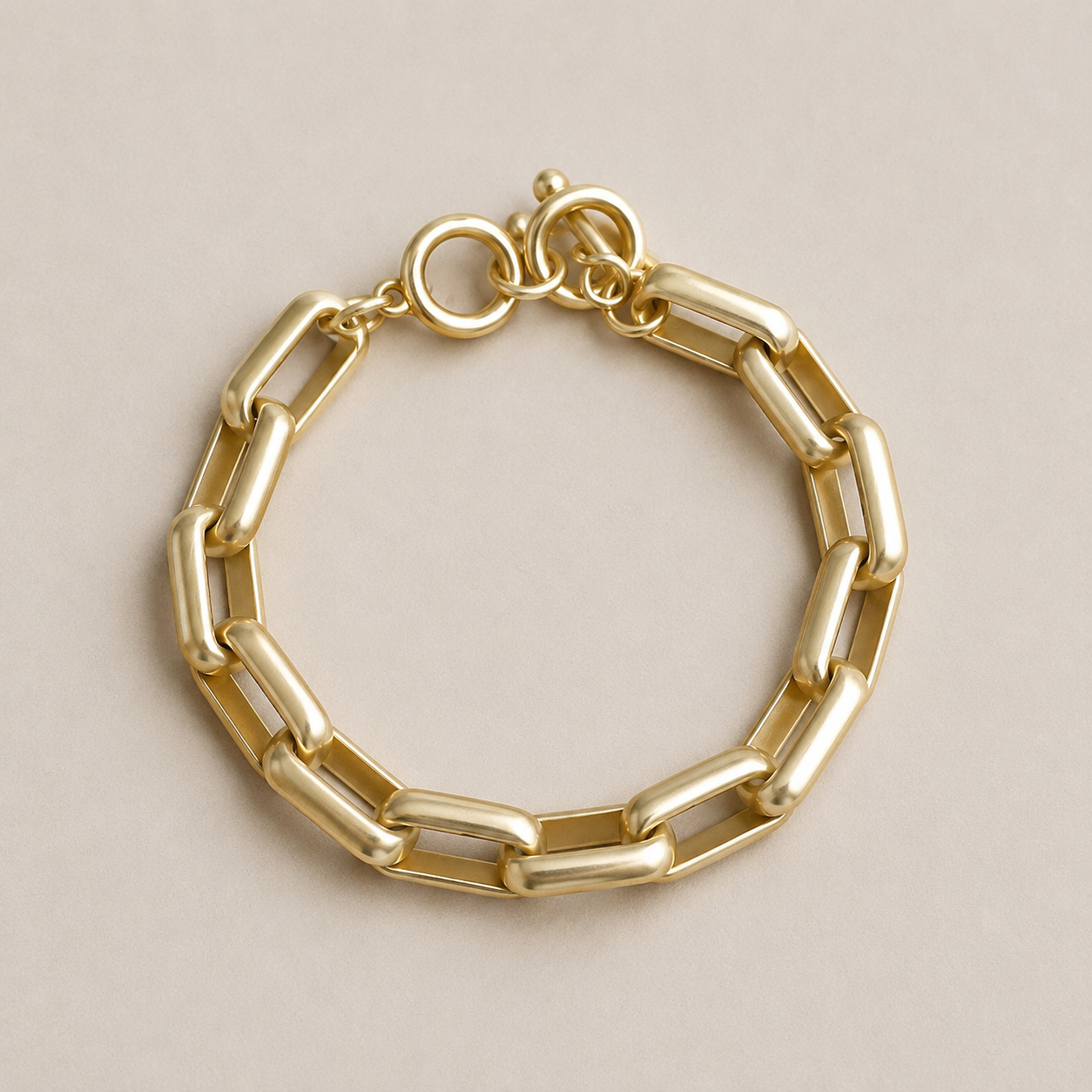 Muted Gold Link Toggle Bracelet
