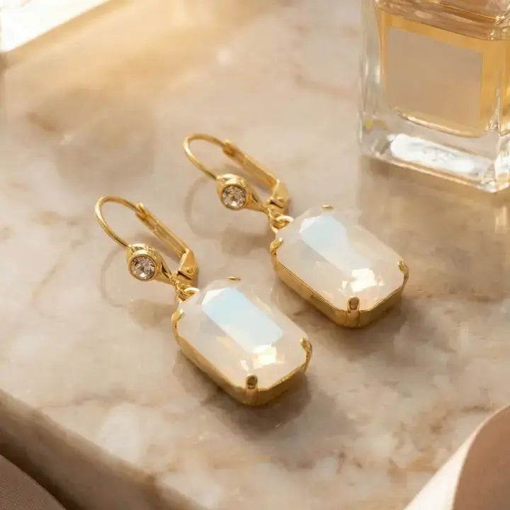 Sorrelli Kathleen Studded Dangle Earrings - Ultra White Aurora Borealis