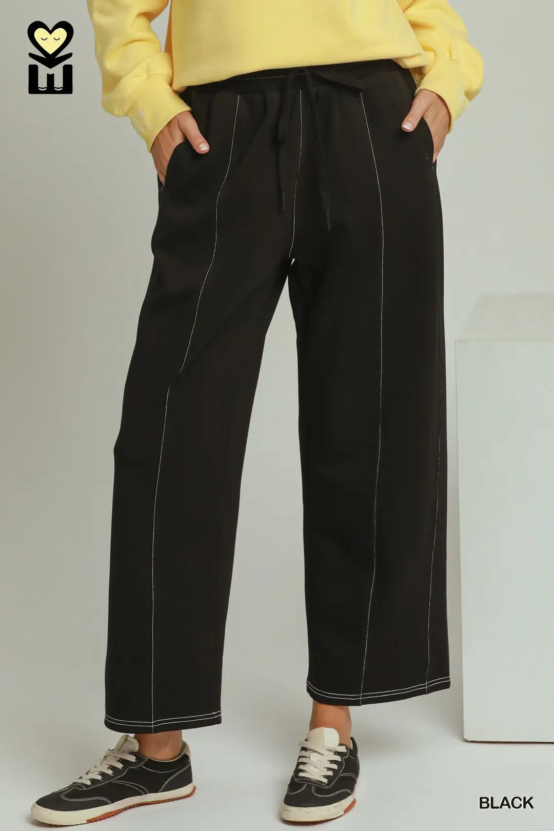Black Luxecotton Contrast Stitch Top
