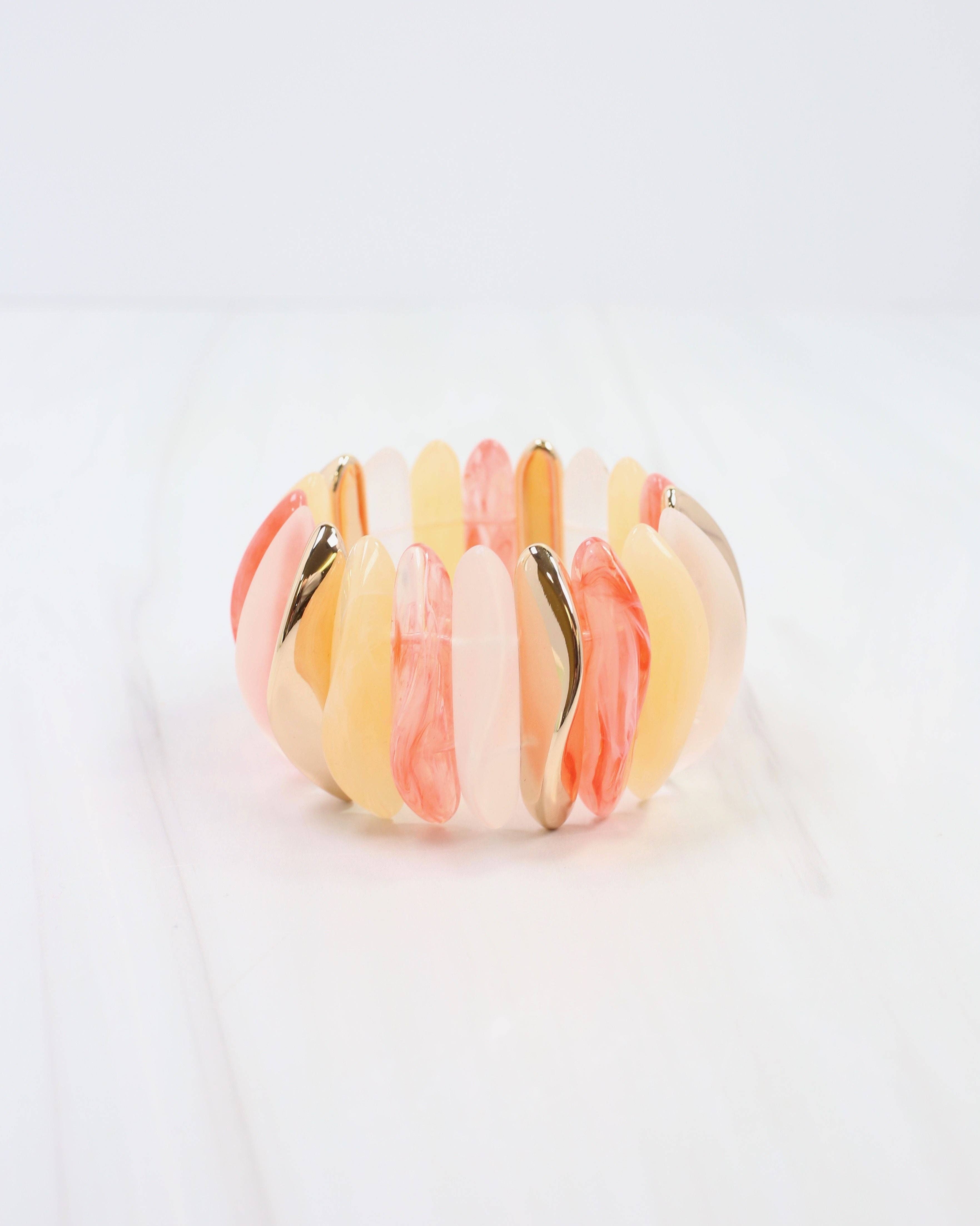 Canton Domed Shaped Stretch Bracelet Coral